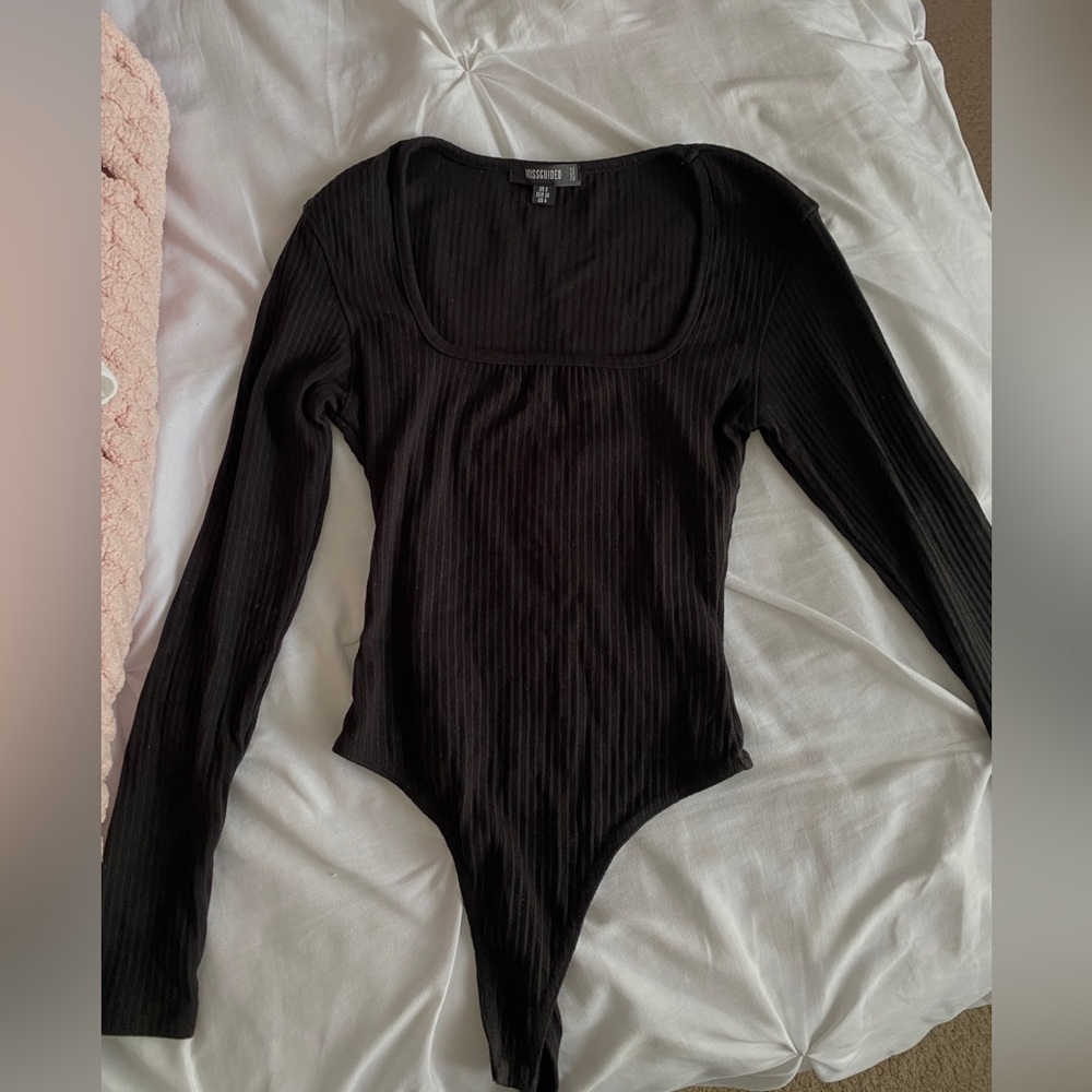 Missguided Black Square Neck Bodysuit